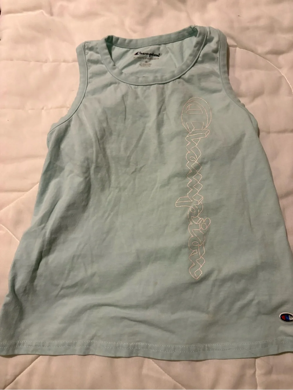 Champion Mint Tank Top with navy Logo-Print Shorts
